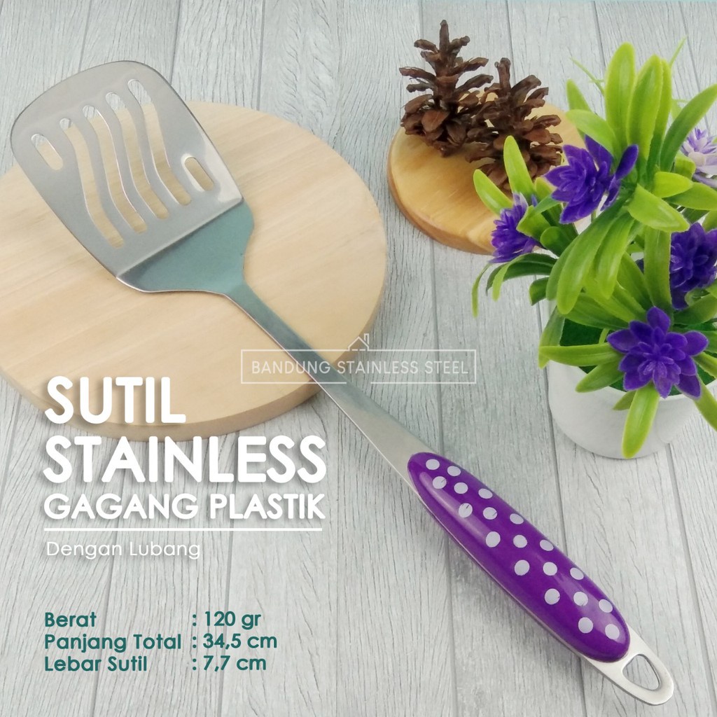 Susuk sutil spatula stainless steel murah gagang plastik  dengan lubang KW-W03