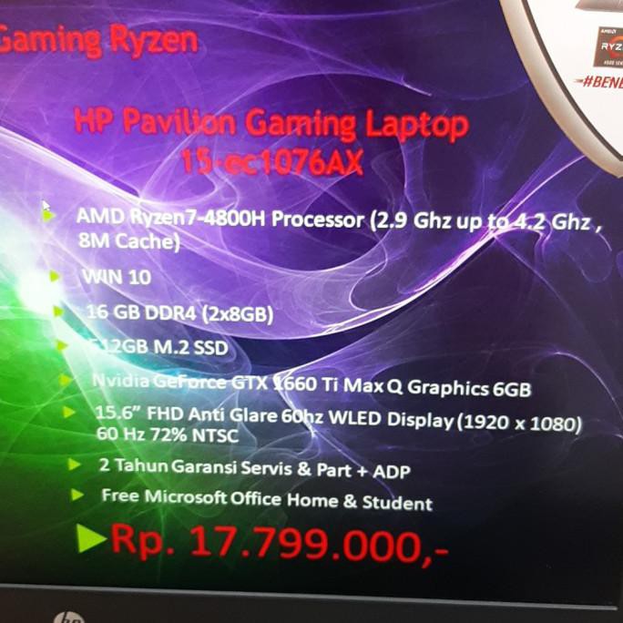 Hp Pavilion Gaming Laptop 15-Ec1076Ax