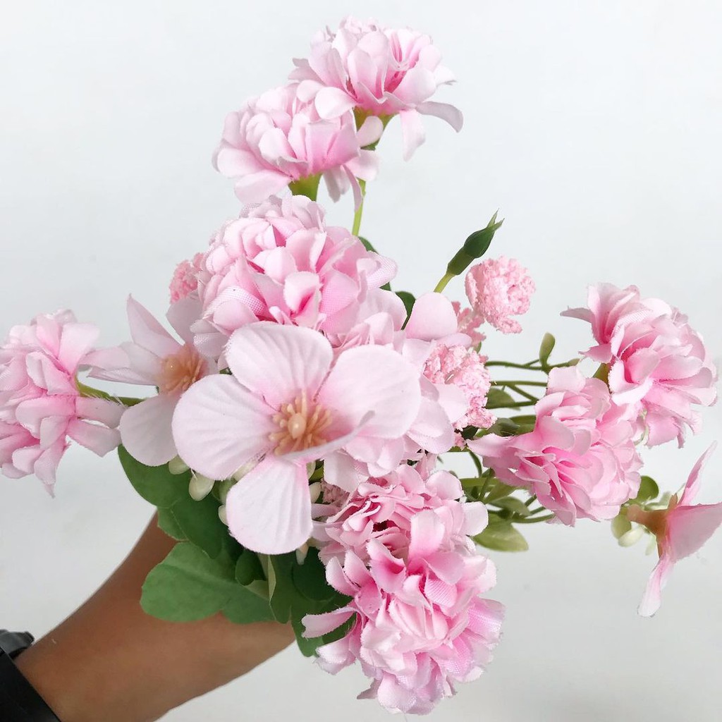 BUNGA POMPOM DAISY - bunga plastik palsu artificial home decor shabby chic-pink