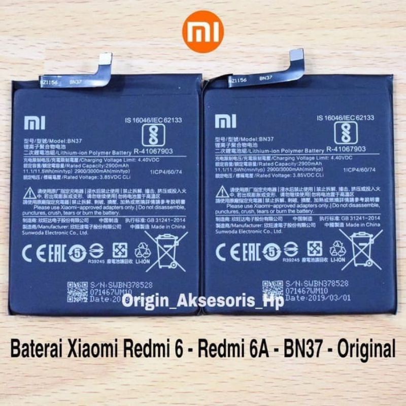 Baterai Batre Xiaomi Redmi 6 / BN37 / Redmi 6A /  BN37 / Redmi 6 pro /  BN37