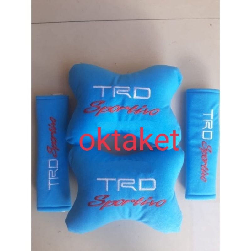 bantal 2 in 1 sandaran leher Trd Sportivo biru headrest car set mobil universal