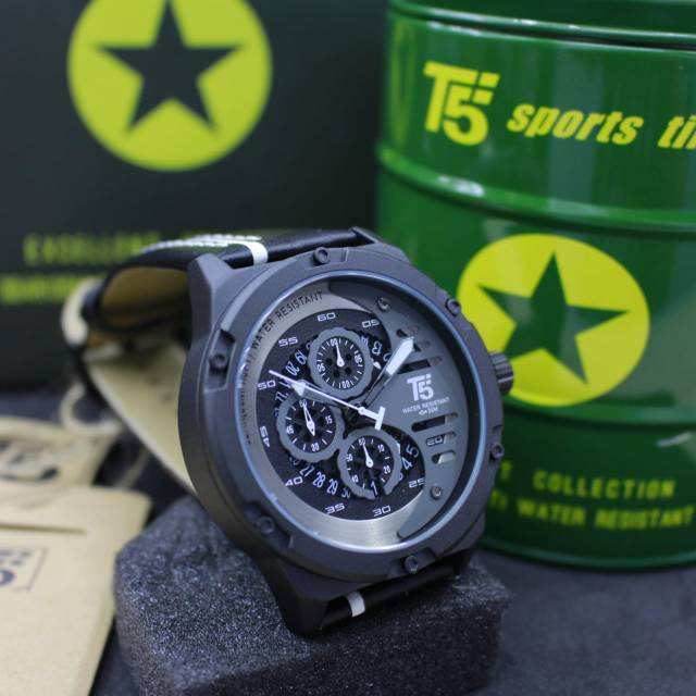 T5 H3585 Sport Watch Original Jam Tangan Pria Water Resistant Leather