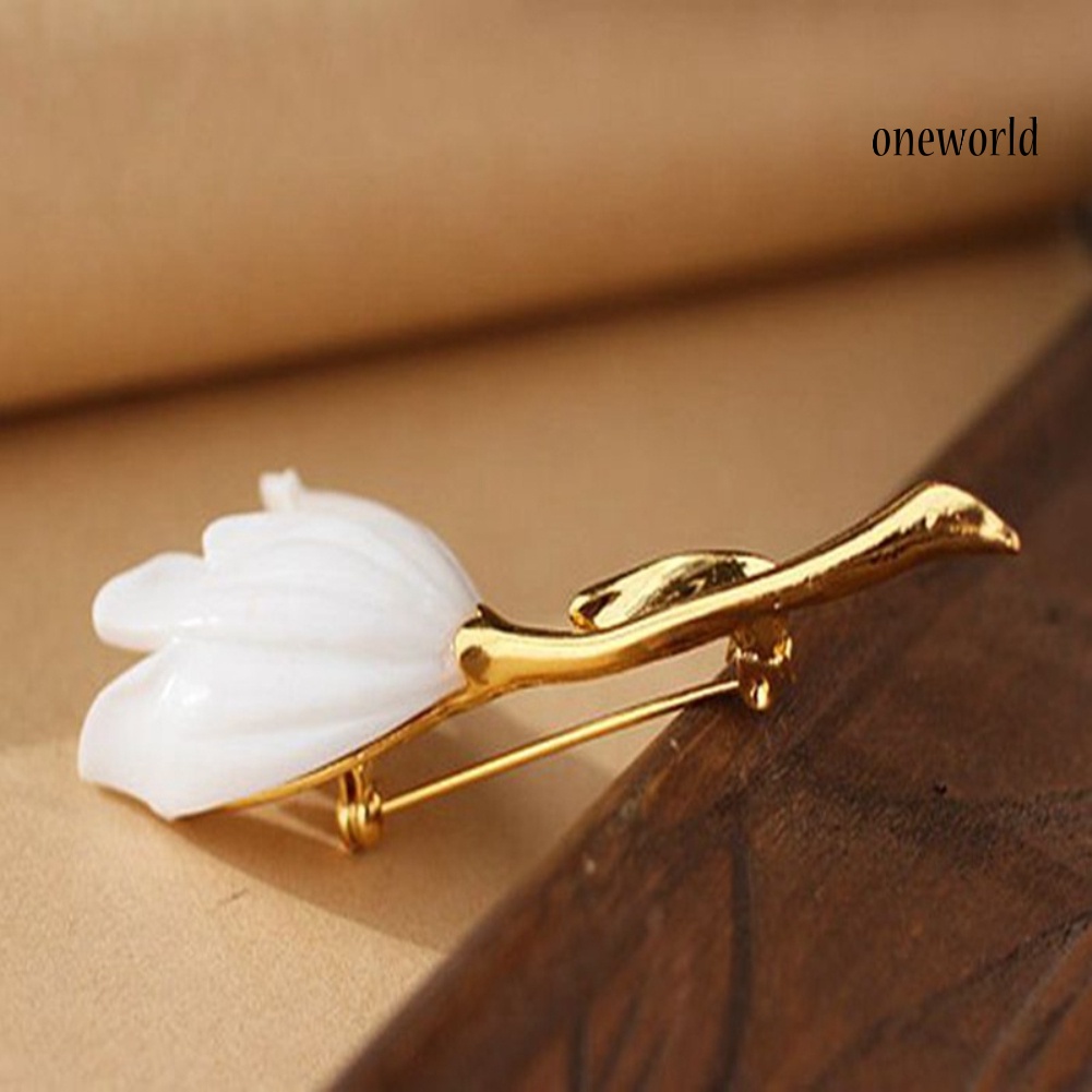 OW@ Elegant Women Tulip Flower Shaped Brooch Pin Breastpin Cardigan Shawl Ornament