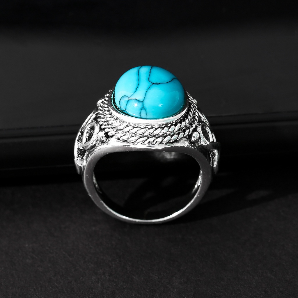 Hu Hu Hu Hu Hu Alat Bantu Pasang Kacamata♡ Cincin Batu Turquoise Imitasi Gaya Vintage Untuk Wanita