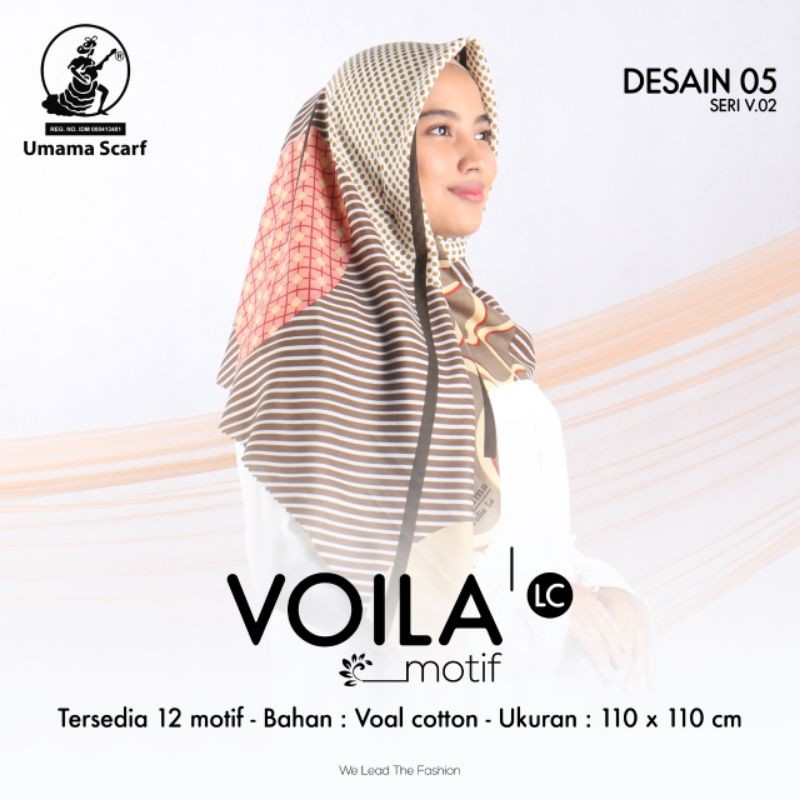 HIJAB KERUDUNG JILBAB SEGI EMPAT MOTIF VOILA MOTIF LC UMAMA  SERI A (GRATIS BROS CANTIK)