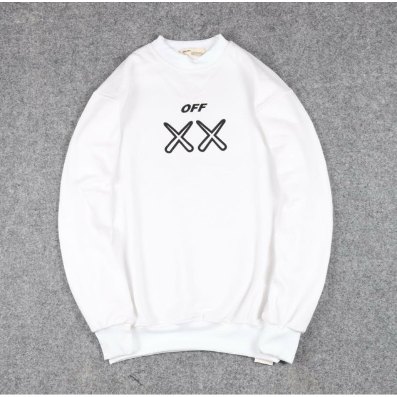 sweater Crewneck uniqlo off white - sweatahirt uniqlo premium