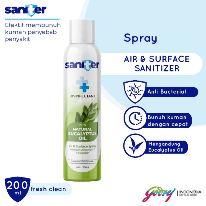 Saniter Air &amp; Surface Disinfectant Eucalyptus Oil Aerosol 200 ml