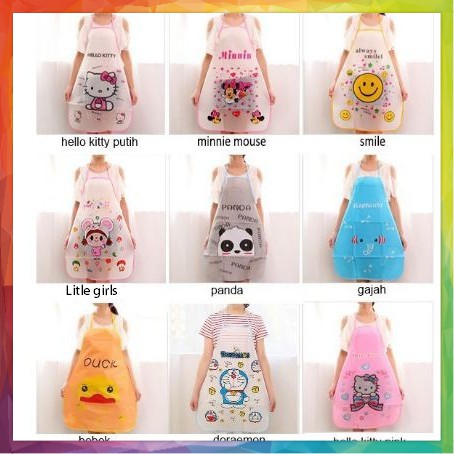 Celemek Plastik Dapur Karakter Celemek PVC Celemek Waterproff Apron Masak