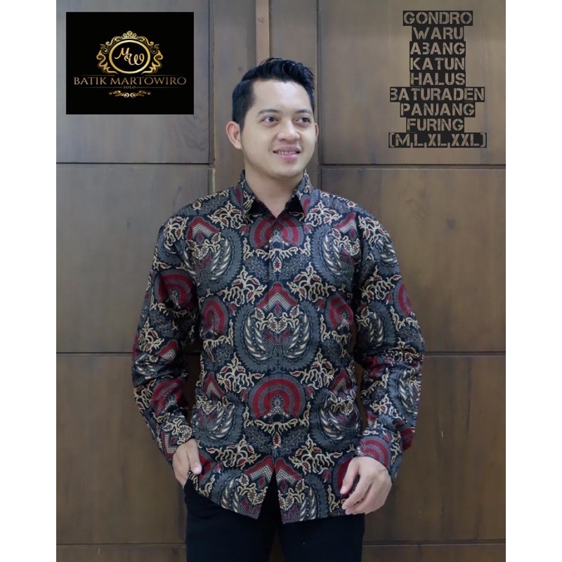 BATIK GONDROWARU ABANG FULL FURING KATUN HALUS BATURADEN SIZE M-XXL ASLI SOLO TERMURAH