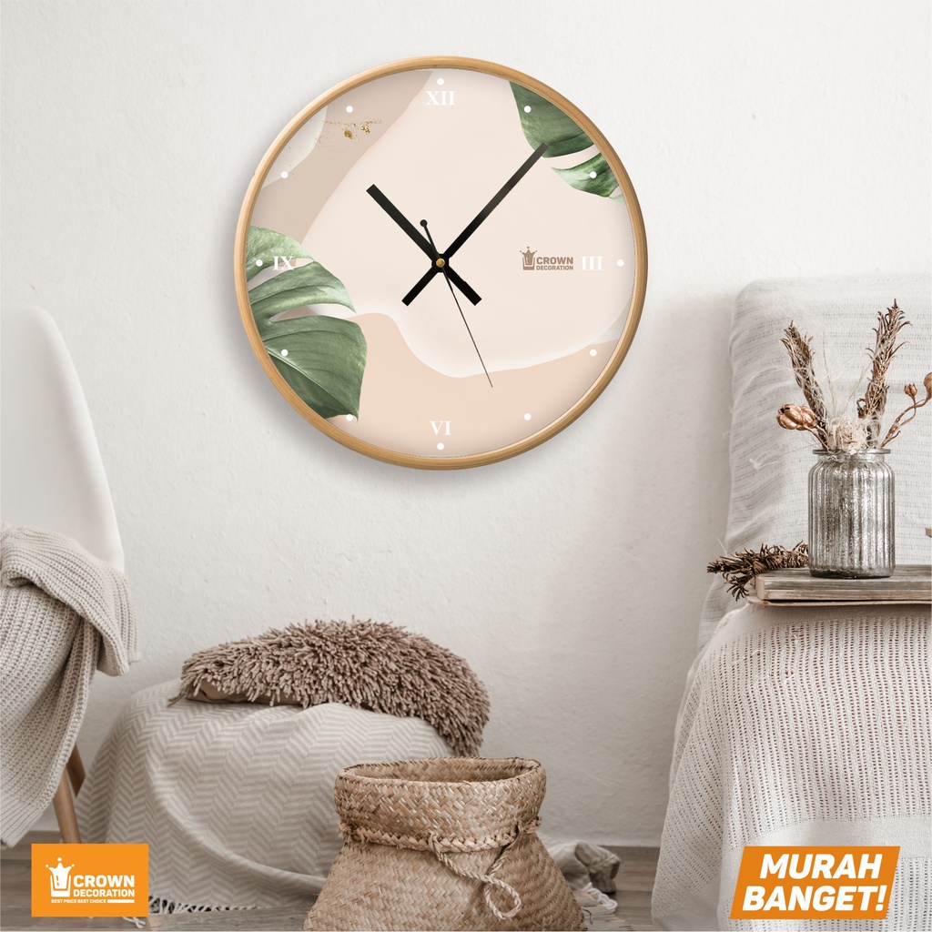 Jam Dinding Besar Diameter 30CM Aesthetic Kayu / Jam Dinding Tempel Premium