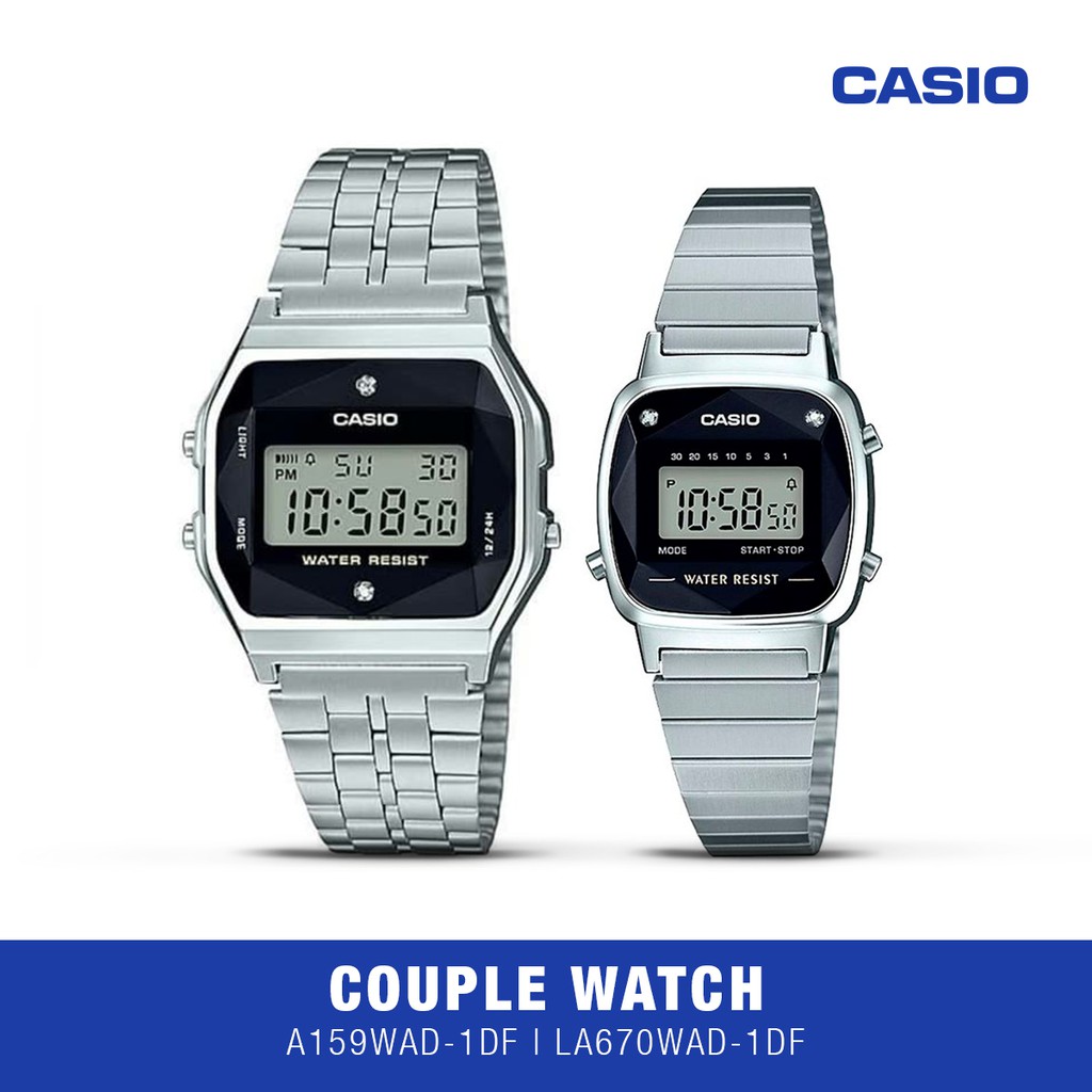 Jam Tangan Couple Casio Digital A159WAD-1DF & LA670WAD-1DF Original Anti Air
