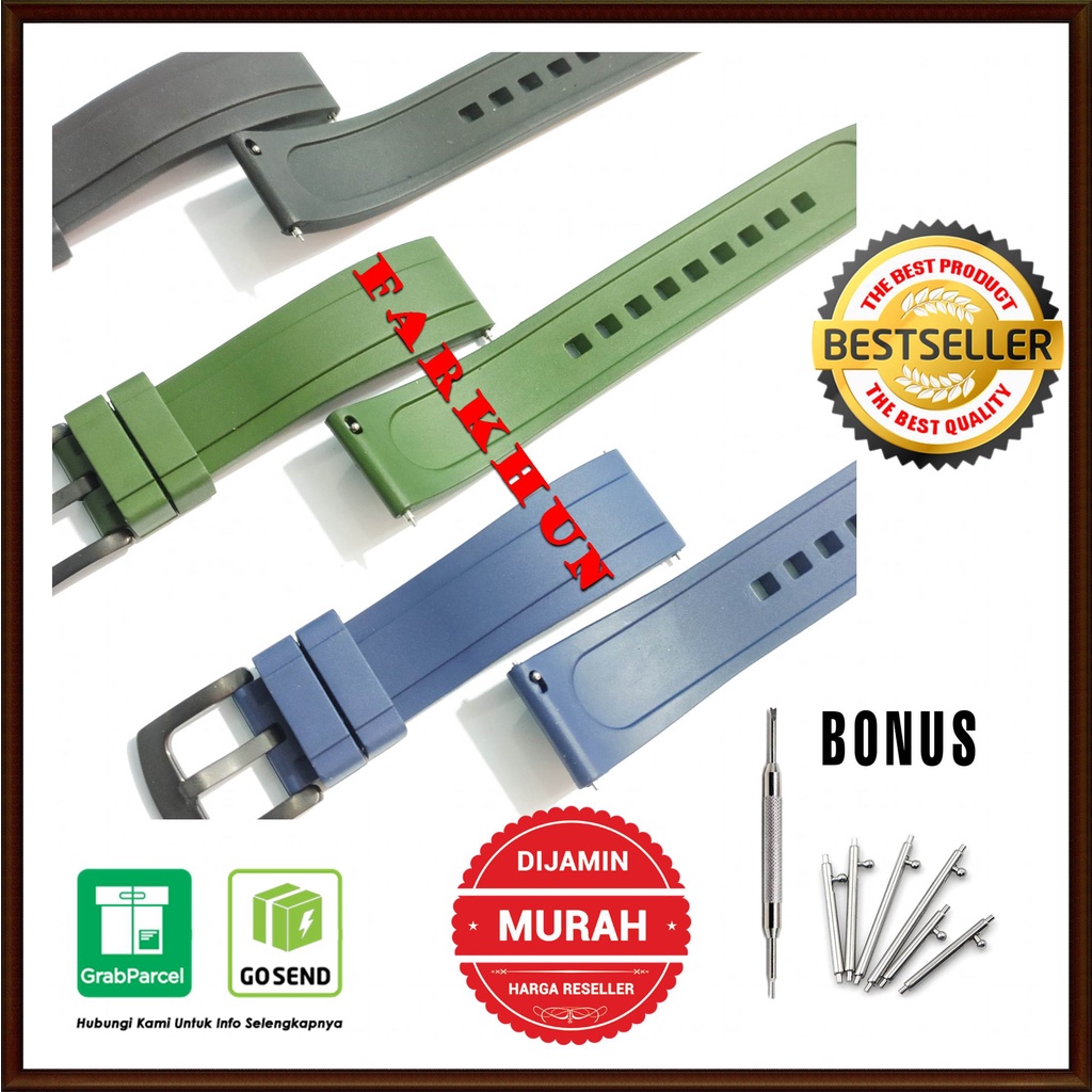 MANTAP STRAP RUBBER SILICONE 20MM QUICK RELEASE BAND TALI JAM TANGAN 20 MM SEIKO KALEP WATCH CITIZEN