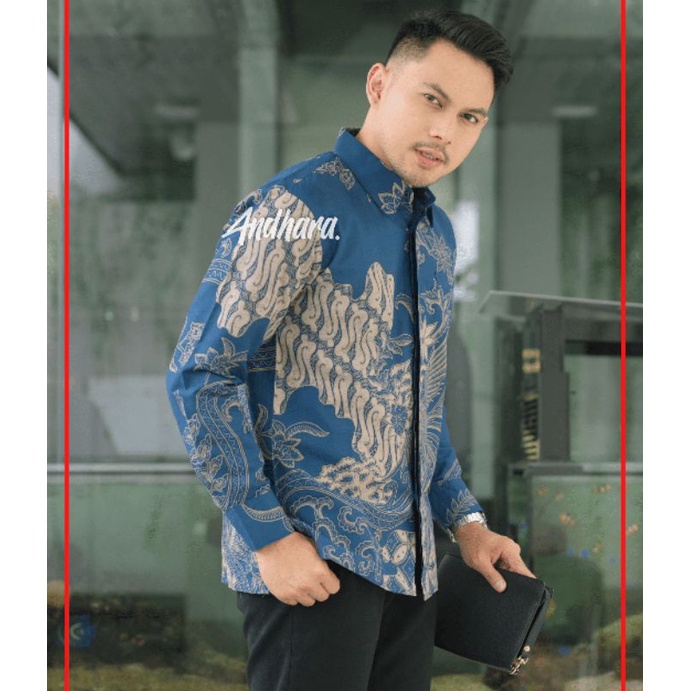 Baju Batik Pria Lengan Panjang Premium Modern Jumbo Kasual SELINGNAV1