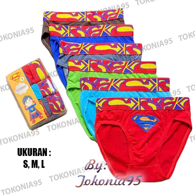 3 PCS CD Anak Cowok - Celana Dalam Motif Superman Multicolour 1 2 3 4 Tahun