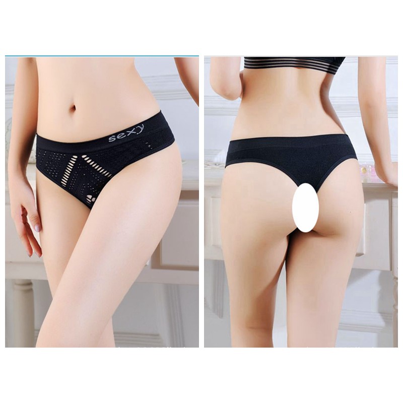 (COD) Sexy G String Wanita Berongga Transparan Celana Dalam Seamless Tindik  thong C220-