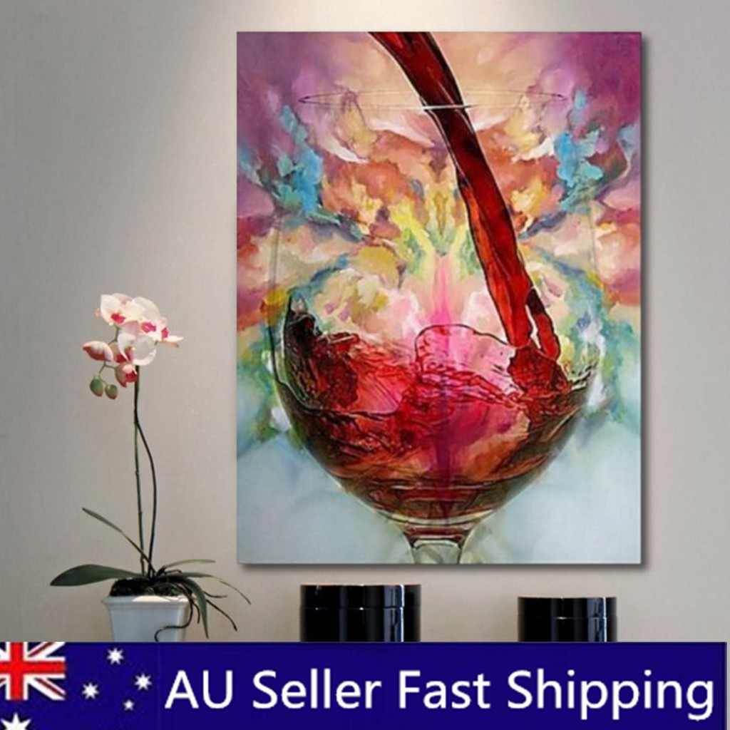 Lukisan Cat Minyak Dengan Bahan Kanvas Dan Gambar Gelas Wine Warna