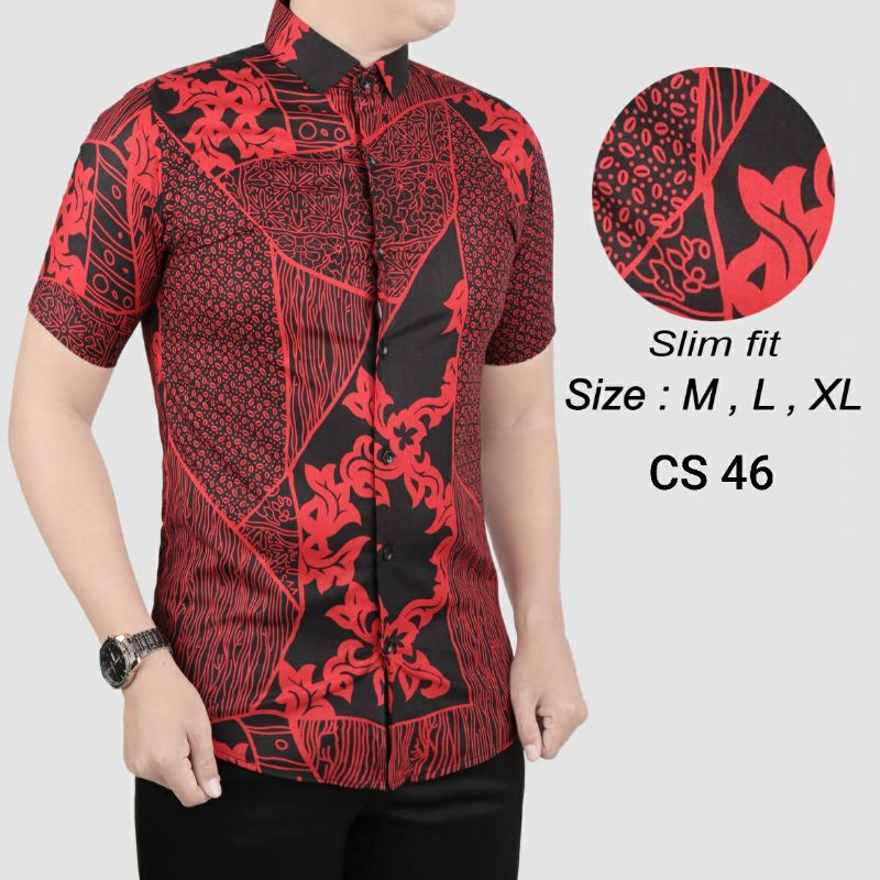 BAJU BATIK PRIA SLIM FIT LENGAN PENDEK COLINDION CBS763 PREMIUM KEMEJA BLD JAKARTA