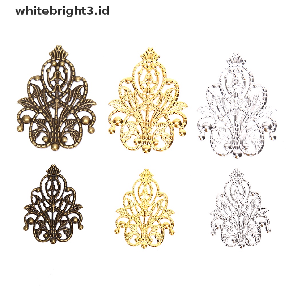 {whitebright3.id} 20Pcs Mix Filigree Crafts Hollow DIY Embellishments Findings Jewelry Accessories ,