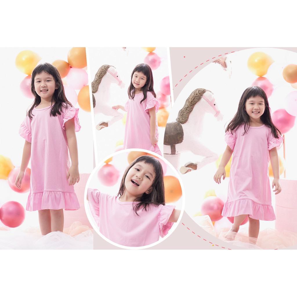 DK DRESS Ruffle Polos / Dress Motif Anak Perempuan Renda Harian