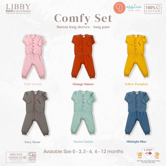 Libby Baby Comfy Set Panjang Earth Colors Series (Setelan Bayi)