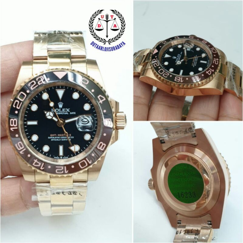 JAM TANGAN ROLEX GMT AUTOMATIC FULL ROSEGOLD AUTOMATIC