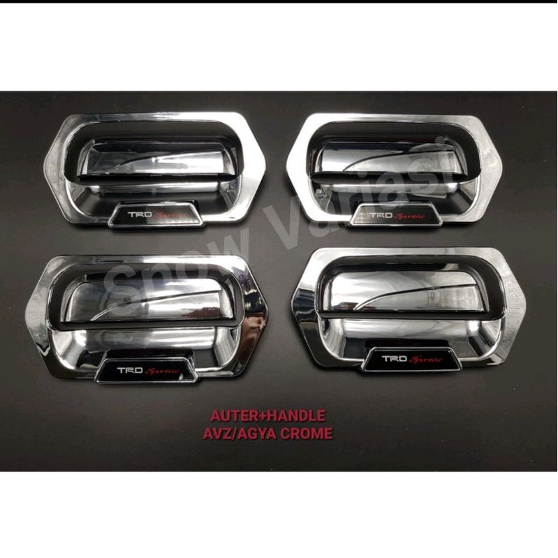 Paket Outer Handle Cover Agya Ayla 2013 2017 2020 2022 TRD Hitam Chrome