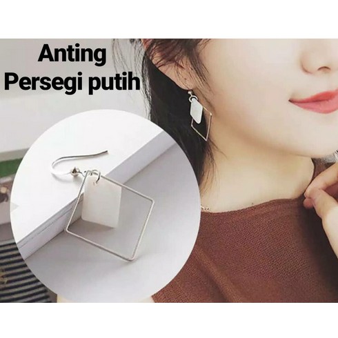 SHW- anting wanita persegi putih anting model korea import