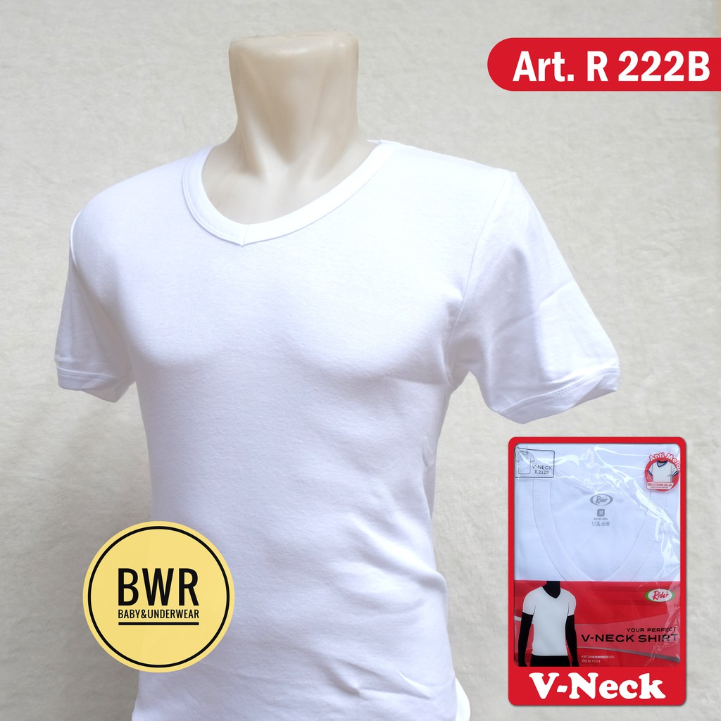 Oblong Rider PUTIH V- Neck Art. R 222B | Pakaian Pria Kaos Oblong Putih - Bwr