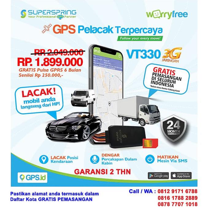 Gps Tracker Pelacak Mobil Jaringan 3G Super Spring Gratis Pulsa 6 Bln Terlaris