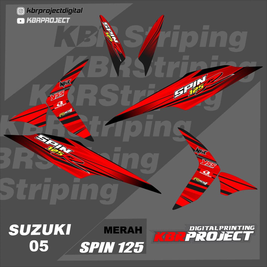 (COD) STIKER MOTOR SPIN 125 Variasi STRIPING MOTOR SUZUKI SPIN 125 05 RACING HOLOGRAM TRANSPARAN