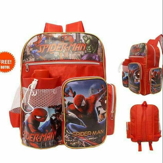 Tas spiderman gratis botol tas anak  laki laki