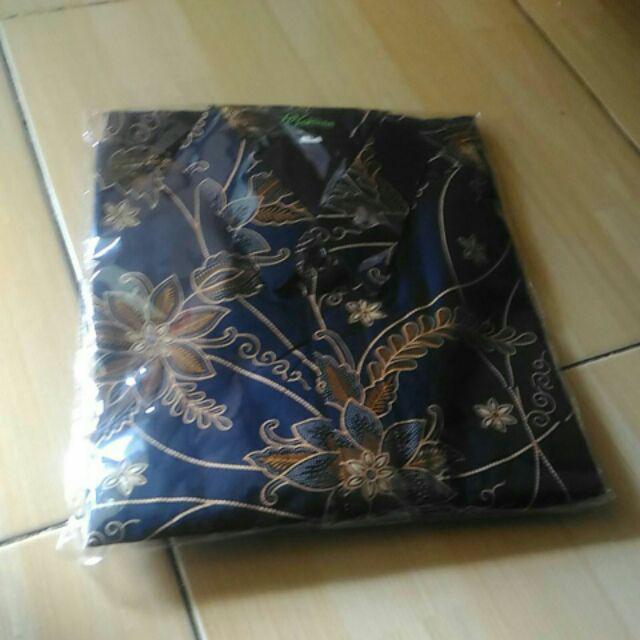 Kembang Biru Kemeja Batik Pria Full Furing Katun Primisima Batik Solo Batik Pria Warna Navy