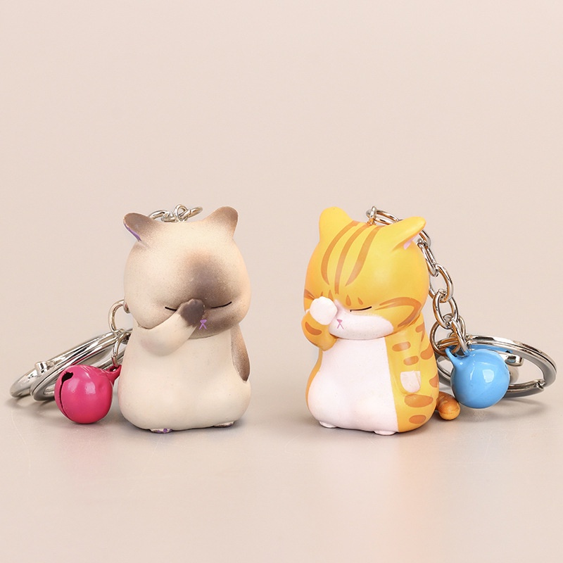 3 Styles Helpless Face-covered Cats Key Ring/ Standing Siamese Cat Keychains/ Car Key Backpack Jewelry Pendant