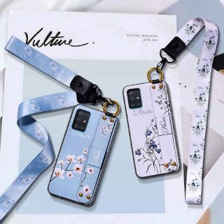 Casing Soft Case Silikon Motif Bunga + Tali Lanyard untuk