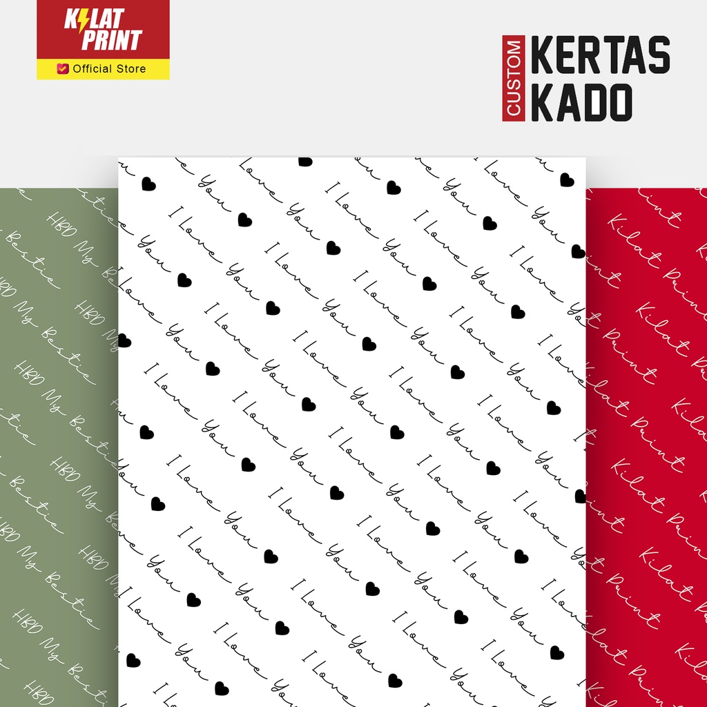 KERTAS KADO CUSTOM (3 Lembar A3+) Teks Kata Ucapan Suka-suka