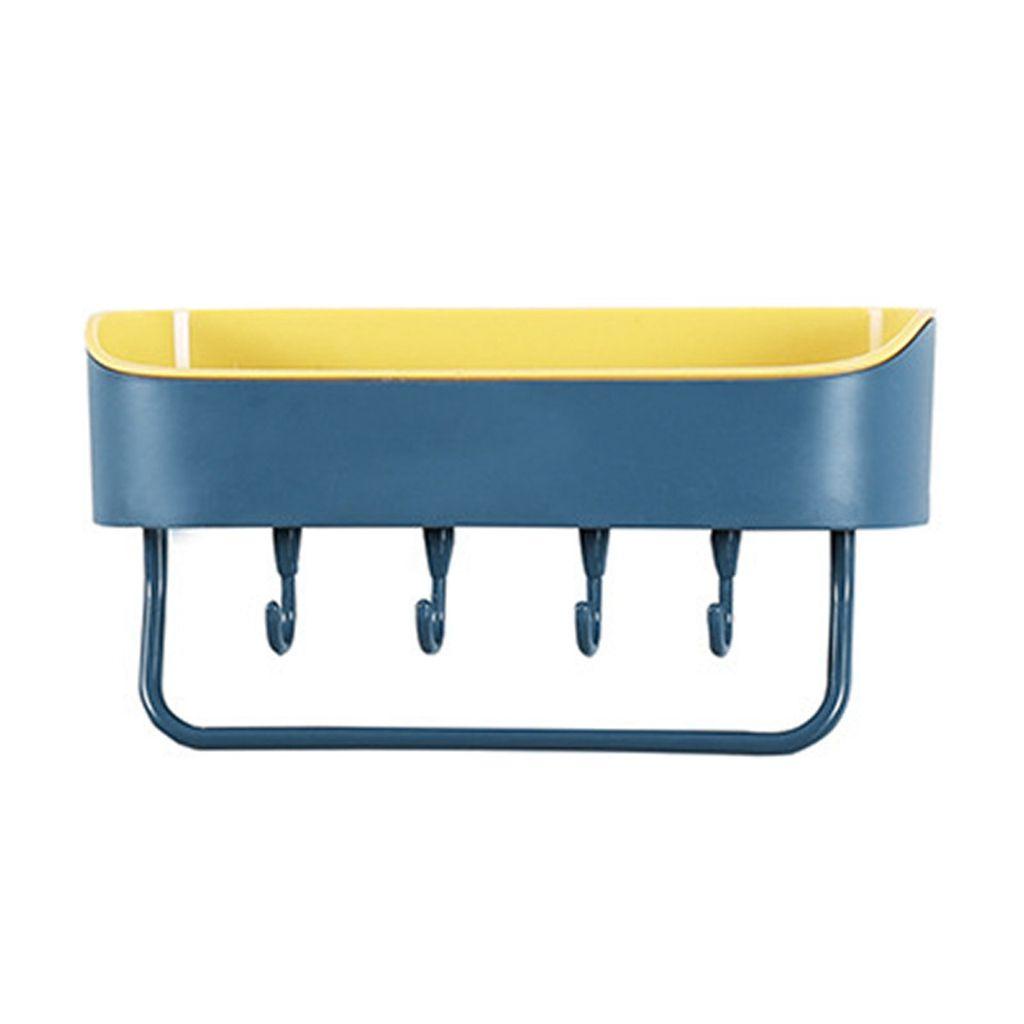 [Elegan] Rak Kamar Mandi Bahan PP Dual Color Penyimpanan Dapur Dinding Dengan Kait Bantalan Kuat Shower Storage Basket