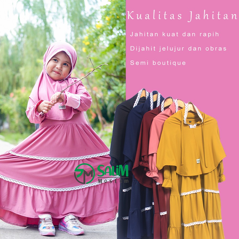 Salim moslem -Gamis anak perempuan / Baju muslim anak perempuan usia 1-8 tahun&quot;Model3&quot;