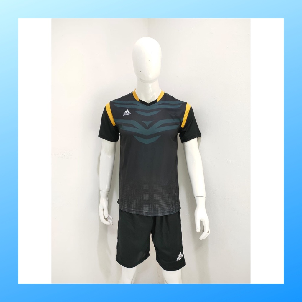 jersey futsal pria kaos sepak bola baju dan celana setelan wanita dewasa t-shirt outfit seragam jarsey kostum olahraga pakaian apparel print sport jersy soccer casual jersi suit AD165 hitam