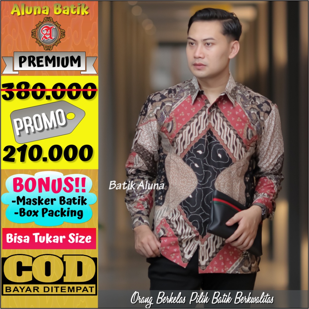 Batik Pria Lengan Panjang Baju Kemeja Batik Premium Laki Laki Furing Solo Produksi Batik Cowok Modern Jawa Aluna 2021