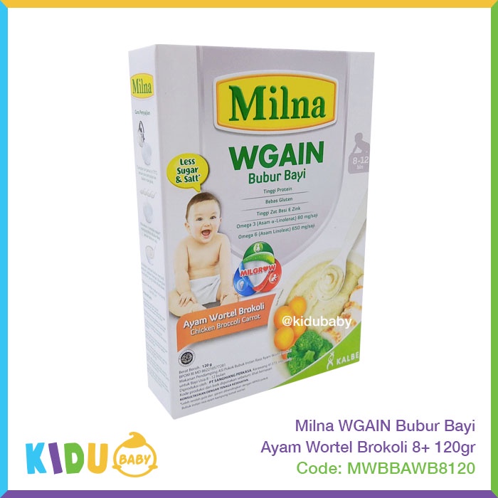 Milna WGAIN Bubur Bayi 120gr Makanan MPASI si Kecil Makanan Bayi Bubur Anak  Kidu Baby