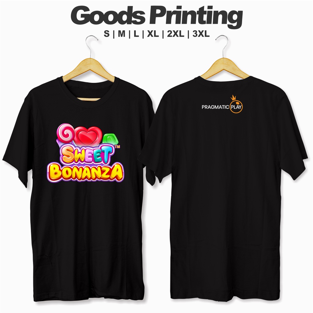 Baju Kaos Atasan Laki Laki Pria Wanita Unisex Pragmatic Play Slot Sweet Bonanza Katun Combed Premium