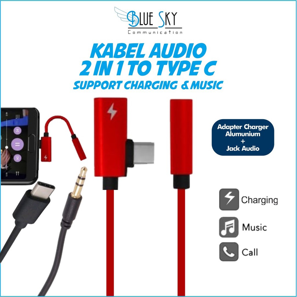 KABEL AUDIO 2 IN 1 TO TYPE C ZP-08