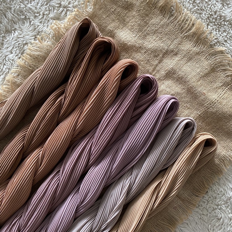 Pashmina plisket lidi premium tanpa garis tengah free pouch