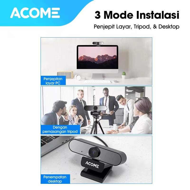 ACOME webcam 1080 HD USB kamera Microphone 360 Noice Reduction Garansi resmi 1 thn AWC11