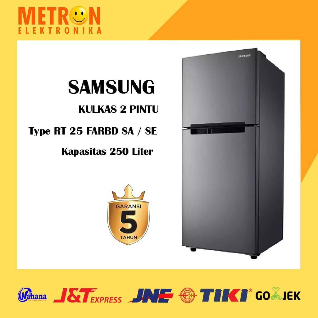 SAMSUNG RT 25 FARBD SA SE / METAL GRAPHITE / LEMARI ES 2 PINTU COOL PACK + BAR HANDLE RT25FARBDSASE