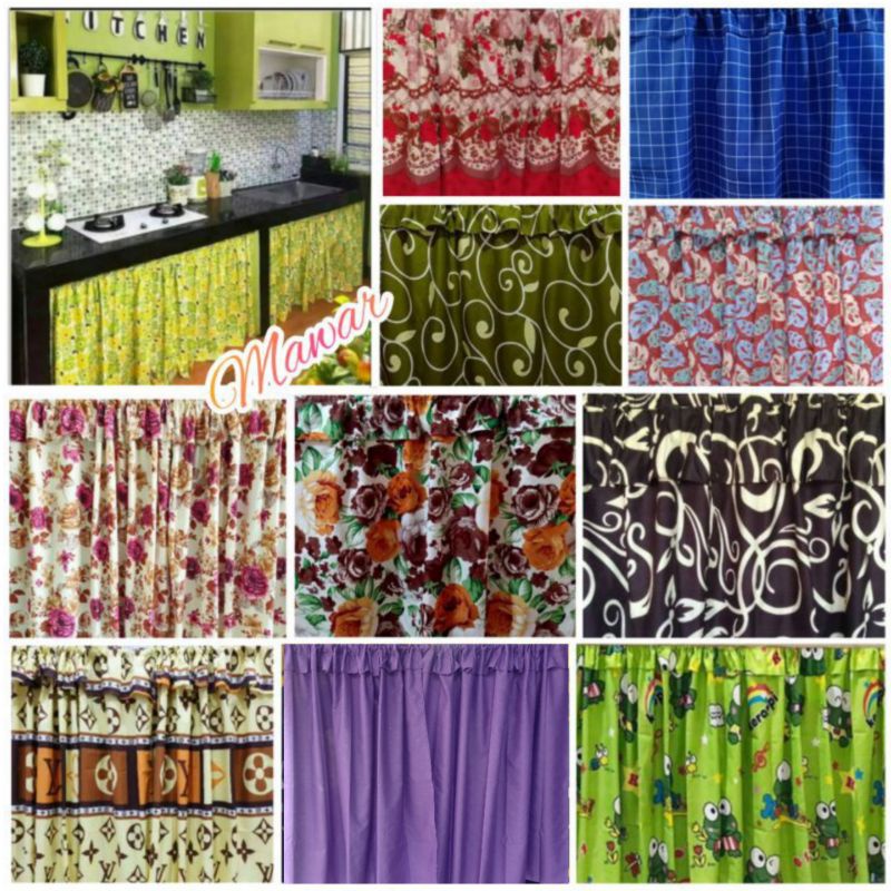  Gorden  Kolong Dapur  Hordeng Bawah  Kompor Motif Shabby 