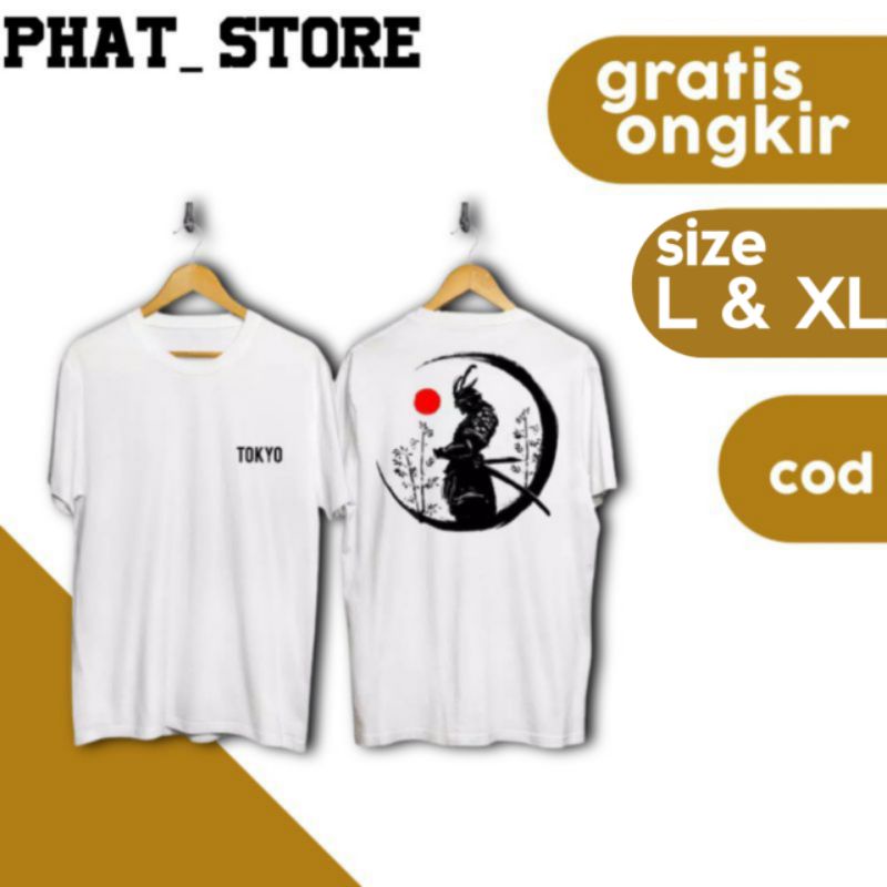 DaveCollection - Kaos Pria Kaos Distro TOKYO SAMURAI JAPAN White CN965