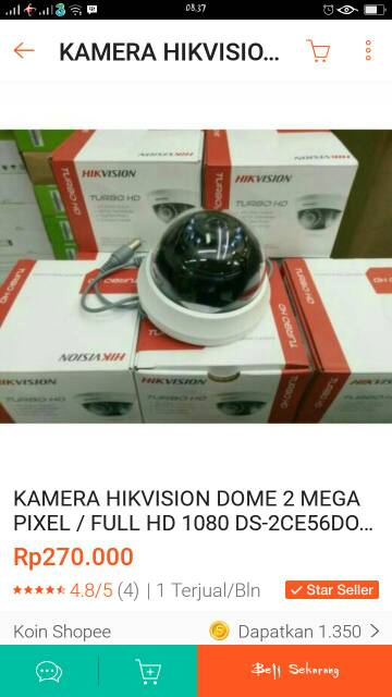 PAKET CCTV HIKVISION FULL SET 4 CHANEL 2MP / FULL HD 1080P KOMPLIT TINGGAL PASANG