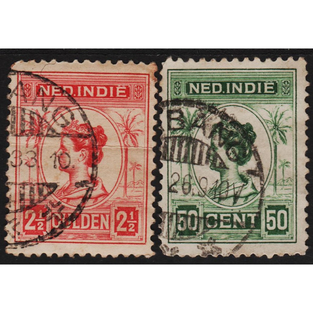 

Perangko Filateli J27 Netherlands Indies FU 2v 1913 - 1932 Queen Wilhelmina