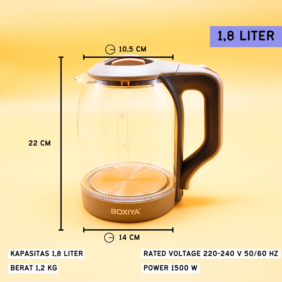 Yongpack - Teko Listrik Pemanas Air 1800ml / 1800ml - Electric Kettle Pemanas Air 1,8 Liter - Daya L